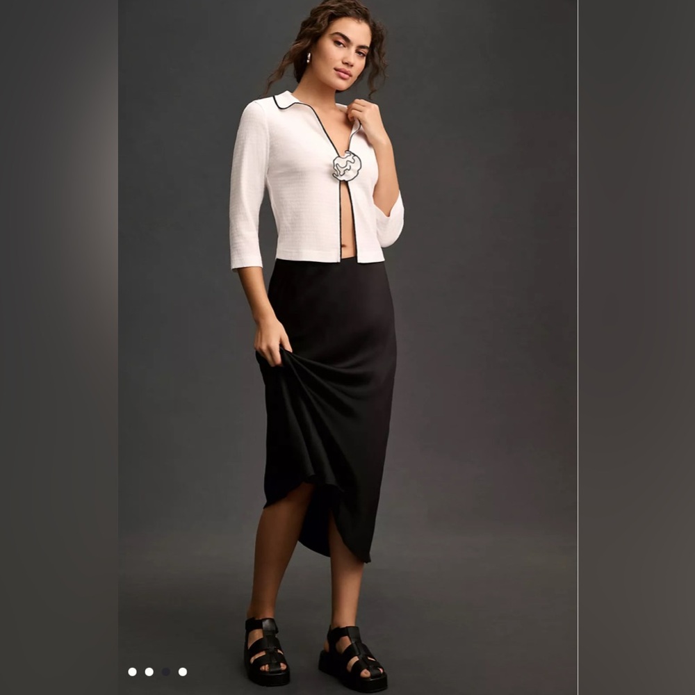 Maeve Rosette Collared Open-Front Top Size Xs - image 2